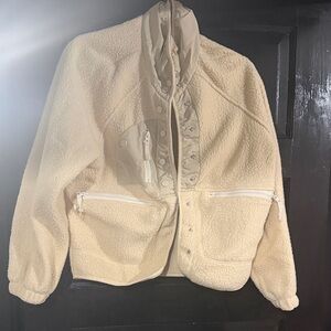 Amazon Cream Sherpa Snap & Zip Teddy Jacket - Women's